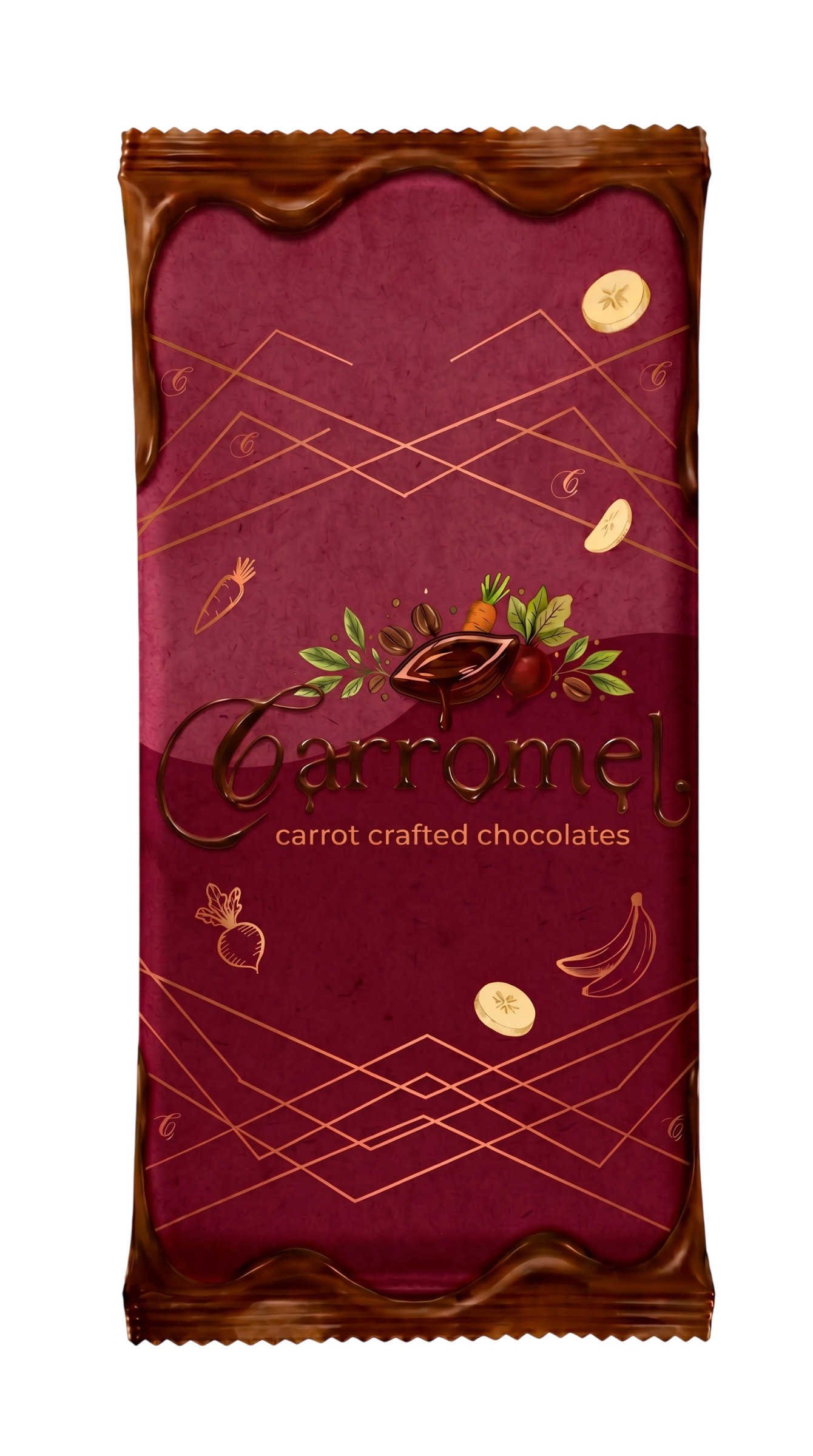 Carromel Beetroot Burst chocolate wrapper design